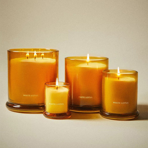 AIKUN Natural Yellow Glass Jar Aromatherapy <b>Candle</b> Home Fragrance Custom Logo Wholesale for Living Room Spa Decor - Product Image 1