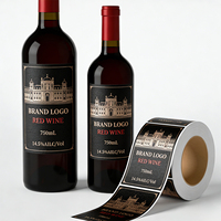 Étiquette personnalisée pour bouteille de vin rouge, estampage à chaud, feuille d'or, autocollante, autocollant pour verre à vin de Bordeaux pour les vignobles
