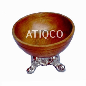 ชุดชามสำหรับตกแต่ง3ชิ้นทำจากไม้ทนทานและเรซินธรรมชาติมีสไตล์พร้อมที่จับโลหะสำหรับขนมขบเคี้ยว - Product Image 2