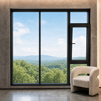 Ventana Abatible para Baño, de Aleación de Aluminio con Rotura de Puente Térmico, Vidrio Low-E, Aislamiento Térmico, Tamaño Compacto, para Uso en Villas y Apartamentos