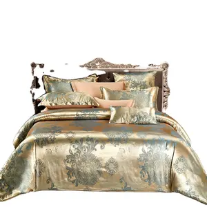 Wholesale Polyester Silk Jacquard Duvet Covers Jacquard Comforter Set Luxury 4 PCS Bedding Sets bedcover
