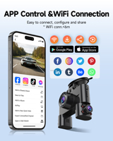 Caméra embarquée 4 canaux, mini dashcam 4 objectifs (avant, arrière, gauche, droite), enregistreur DVR de voiture 1080P, boîte noire de voiture 4CH avec WiFi et vision nocturne