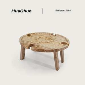 Chaise pliante extérieure portable en bois et table à vin pour pique-niques plages barbecues visites autonomes - Product Image 2