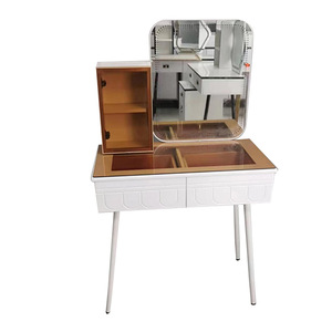 Moderne compacte houten kaptafel met verlichte spiegel en verstelbaar ontwerp, eenvoudige installatie voor de woonkamer - Product Image 2