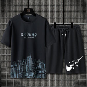 Moda de verano para hombre, nueva marca de moda, <span class=keywords><strong>traje</strong></span> <span class=keywords><strong>con</strong></span> estampado de seda helada, informal, combina <span class=keywords><strong>con</strong></span> todo, <span class=keywords><strong>Camiseta</strong></span> de punto suelta para adolescentes - Product Image 3