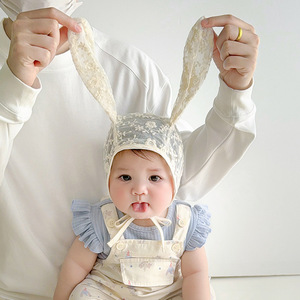 Cappello da Sole per <span class=keywords><strong>Neonata</strong></span> Stile Principessa Coreano con Stampa Animalier, Traspirante, Antivento, in Poliestere/Cotone, Protezione Orecchie, con Laccetti, per l'Estate - Product Image 2