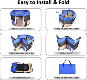 JESPET Octagonal Portable Soft <strong>Dog</strong> Playpen <strong>Kennel</strong> with Carry Bag-36" 45" 61" Sizes for <strong>Dogs</strong> Cats Rabbits-Indoor/Outdoor Use - Product Image 3