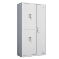 Meubles de bureau en acier, armoire de classement en métal et verre à 5 portes, 3 cloisons réglables, armoire de rangement en métal et casier à vêtements