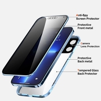 Coque de téléphone magnétique double face en verre trempé transparent pour iPhone 17 16 15 14 avec verre de confidentialité et fermoir à boucle