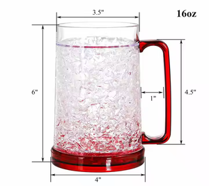 Bar Hogar Hotel Restaurante Fiesta de bodas 16 oz Gel de plástico de doble pared Frosty Congelador Cerveza de hielo Jugo Taza de agua - Product Image 3