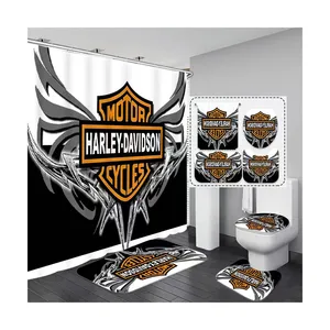 Deco Dusche wasserdichter Vorhang 3d Print Badezimmer zubehör mit Teppich matte