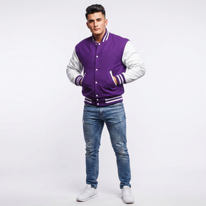 Chaqueta Varsity para Hombre de Alta Calidad, Fabricada por OEM, con Mangas de Cuero Bordadas e Impresas, Chaqueta Casual Personalizada con Letras de Béisbol - Product Image 1