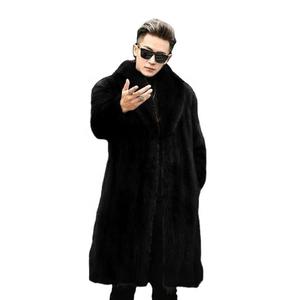 Cappotto in Ecopelle <span class=keywords><strong>da</strong></span> <span class=keywords><strong>Uomo</strong></span>, Finta Pelliccia di <span class=keywords><strong>Visone</strong></span>, Stile Casual Business, Lungo e Caldo - Product Image 6
