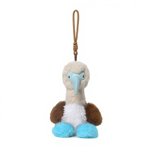 Lindo Llavero de Peluche de Búho Azul Patudo, Adorable y Peculiar Juguete de Peluche de Pájaro, Regalo de Cumpleaños Unisex, Muñeco para Mochila, Llavero de Poliéster, 14 Años+ - Product Image 1