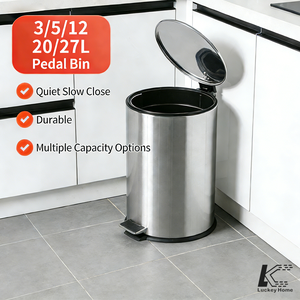 <span class=keywords><strong>Cubo</strong></span> de <span class=keywords><strong>Basura</strong></span> Redondo con Tapa de Cierre Suave, Pedal, Acero Inoxidable, <span class=keywords><strong>Pequeño</strong></span>, para Interiores, para el Hogar - Product Image 2