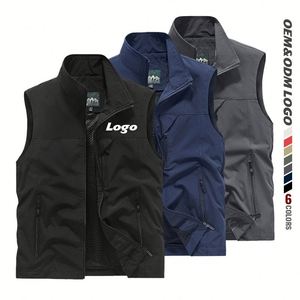 <b>Spring</b> Men Waistcoat Out <b>Door</b> Leisure Solid Color Vest Young Middle-aged Photography Fishing Casual Vest Jacket Male Custom logo - Product Image 3