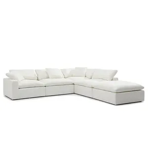 Canape Lather White Couch Wohnzimmer Modernes Leder Schnitt L-Form Stoff Sofa für Büro