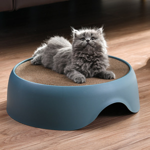 Aisenka Round <b>Cat</b> Scratcher Dual Use Bed Wear Resistant Corrugated Cardboard Modern Style Low Height All Seasons - Product Image 2