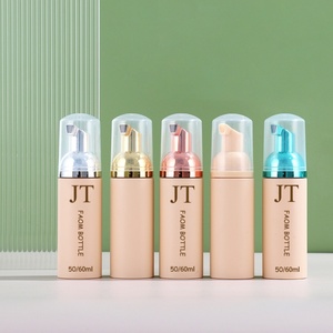 Stock 60ml Beige Mousse <b>Bottle</b> 50ml Apricot Eyelash Mousse Cleanser Dispenser <b>Bottle</b> Foam <b>Pump</b> <b>Bottle</b> - Product Image 2
