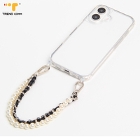 Ensemble de bracelet de téléphone en cuir avec perles, vente chaude, chaîne de pendentif charmante avec des perles métalliques créatives pour cadeau pour iPhone 16 17