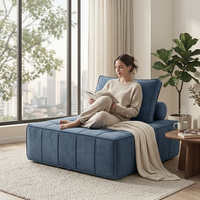Fauteuil Modulaire Contemporain en Tissu Tofu, Chaise Sans Accoudoirs avec Coussins Profonds, Canapé Rembourré pour Appartement et Salon