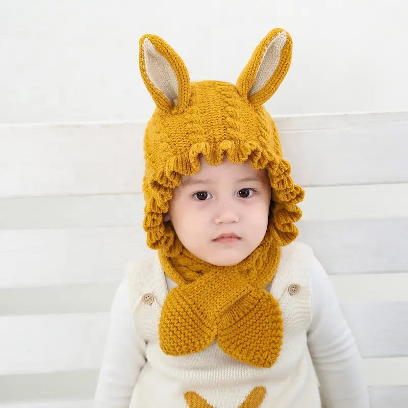 Dễ thương Bunny tai dài vui ngoài trời Slouchy hat trẻ em tai thỏ đan mũ