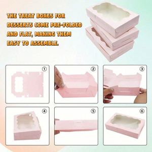 กล่องคุกกี้สีชมพูพร้อมหน้าต่าง ขนาด 7*4.3*1.5 นิ้ว จำนวน 50 กล่อง ขายส่ง ใช้ได้สองแบบ สำหรับบรรจุขนมอบ บิสกิต และเบเกอรี่ - Product Image 3