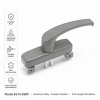 Manilla de Aluminio para Ventana, Tipo Espagnolette, Apertura Exterior, Forma de L, Palanca Ergonómica, Base de 32x115 mm, Distancia entre Orificios de 92 mm, Tornillos M5
