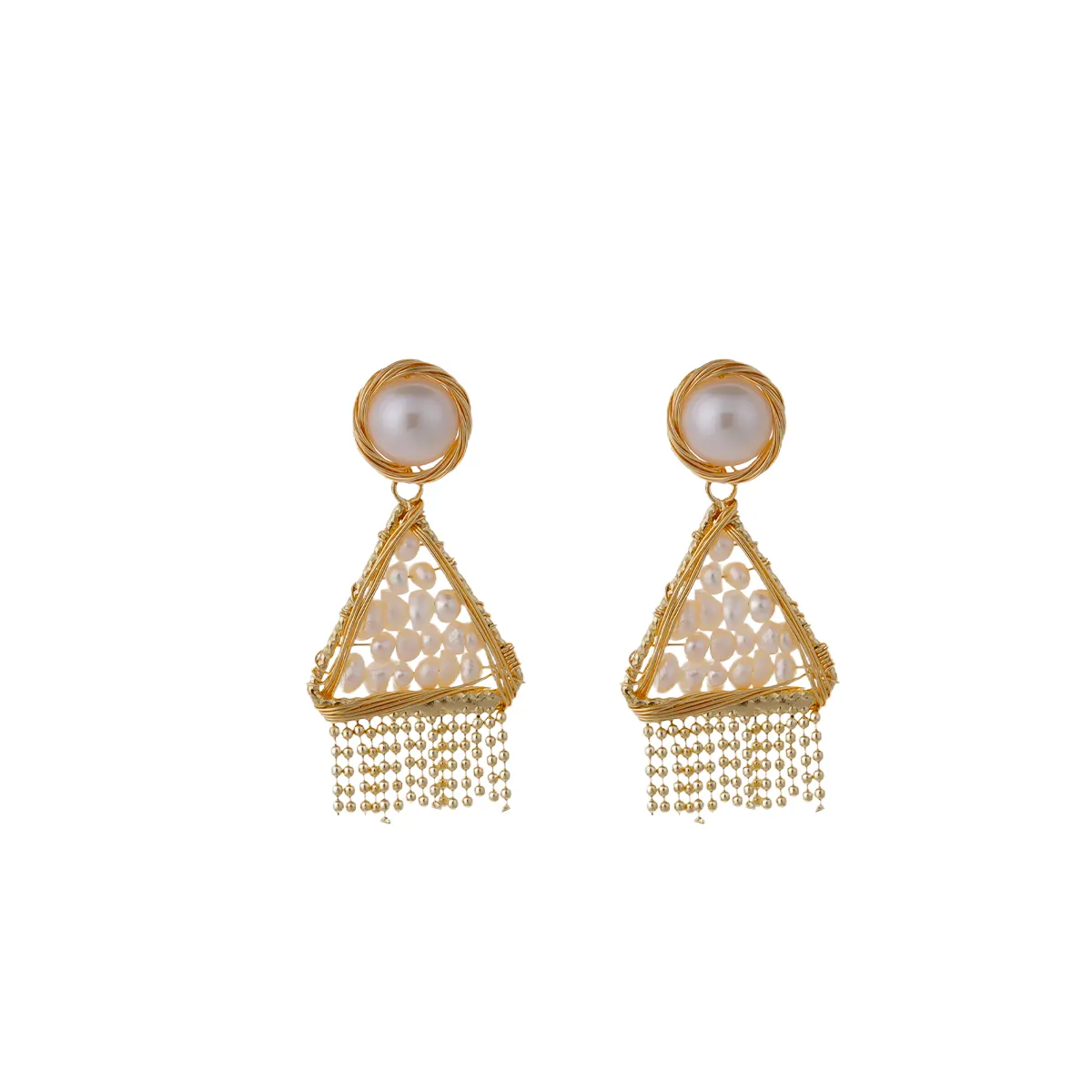 Bohème-Stil Cz Stein Perle Krone Erklärung Dinkel-Ohrringe für Damen Turm-Design Champagner Gold Bling Luxus-Schmuck Neues