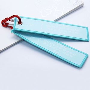Design Custom Logo Letter Woven Tags Car Motorcycle Key Chain Embroidered Keychain Anime Key Tag Flight Fabric Keychain - Product Image 1