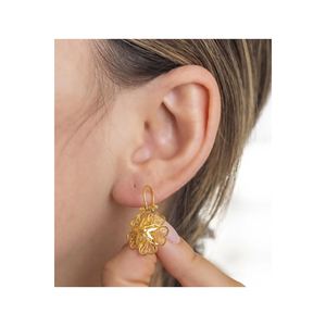 22k Gold Filigree Freshwater <b>Pearl</b> <b>Earrings</b> with Diamond <b>Drop</b> and Stud Types Christian Religious for Wedding - Product Image 1