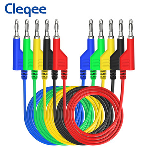 Cleqee P1036 double 4mm empilable fiche banane multimètre fils de Test 1m câbles de Test électrique rouge/noir/jaune/vert/bleu - Product Image 1