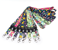 Porte-clés personnalisés en polyester avec impression par sublimation de couleur vive, transfert thermique, avec porte-badge pour le cou