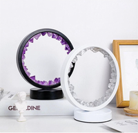 Vente en gros de lampe de chevet en pierre brute de roche naturelle, cristal clair améthyste, quartz, LED, lampe de nuit USB