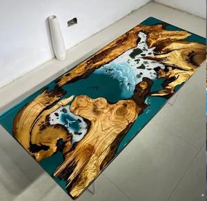 ท็อปโต๊ะอาหารอีพ็อกซี่ขายดี ท็อปโต๊ะอาหารไม้เคลือบเรซิ่นอีพ็อกซี่สีน้ำเงินแบบกำหนดเอง สำหรับบ้าน สำนักงาน และร้านอาหาร - Product Image 2