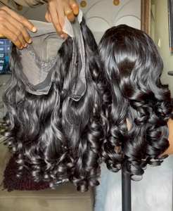 Peluca con malla frontal de onda suelta rizada hinchable para mujer 250% densidad sin pegamento 5*5 cabello humano vietnamita crudo transparente pequeño encaje HD - Product Image 5