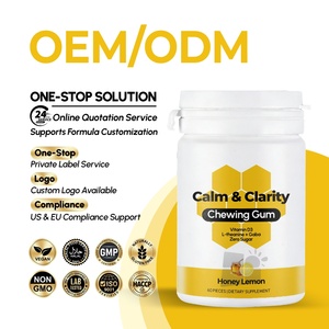 OEM/ODM Marque Privée – <span class=keywords><strong>Chewing</strong></span>-<span class=keywords><strong>gum</strong></span> Calm & Clarity pour la Gestion du Stress – Formule L-Théanine, GABA et Vitamine D3 – Miel Citron – <span class=keywords><strong>60</strong></span> pièces - Product Image 1