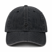Casquette Dad Hat en Denim Délavé Personnalisé 2026, Motif Ghost Vintage Foncé, Résistante à l'Eau, Style Sportif, OEM ODM, Vente en Gros