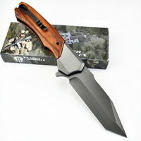 Couteau pliant d'extérieur en acier inoxydable, couteau de survie EDC, manche en bois, camping, randonnée, défense personnelle, couteau de poche, OEM personnalisé