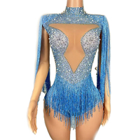 Combinaison de danse latine sexy à paillettes et franges, robe de bar/club pour femme, costume de scène pour performance de danse