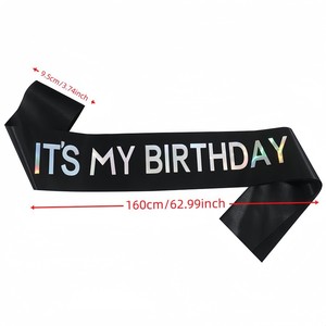 Banda de Satén para Cumpleaños y Graduación, Directo de Fábrica, con Letras Doradas, Blancas y Negras - Product Image 6