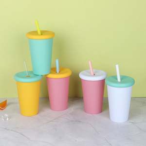 Vente en gros de gobelets en plastique PP de 20 oz avec couvercle à ventouse et paille, anti-fuite, design minimaliste, lavable au lave-vaisselle, unisexe, pour les voyages, la randonnée, les fêtes - Product Image 2