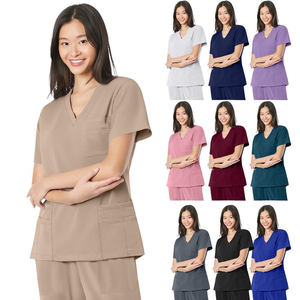 Divisa Ospedaliera Personalizzabile 2026 con Logo, Tessuto Elasticizzato 4 Vie, Scollo a V, Top e Pantaloni Jogger per Infermieri e Medici - Product Image 2