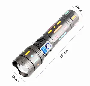 Lampe torche LED rechargeable étanche IP44 Zoom portable 30W Lampe de poche à chargement USB Batterie rechargeable