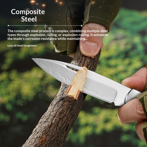 Cuchillo Plegable de Acero Compuesto con Mango de Madera, Pequeño, Portátil, Multifuncional, para Exteriores, Camping, Hogar, Frutas, Venta Caliente Transfronteriza - Product Image 2
