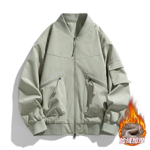 Customized logo Jacket men's baseball collar 2025 autumn and winter new men's big <b>pockets</b> Korean leisure personality handsome - Product Image 3