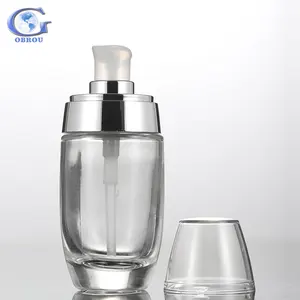 护肤包装使用30毫升50毫升透明玻璃乳液粉底蛋型瓶，带化妆品泵