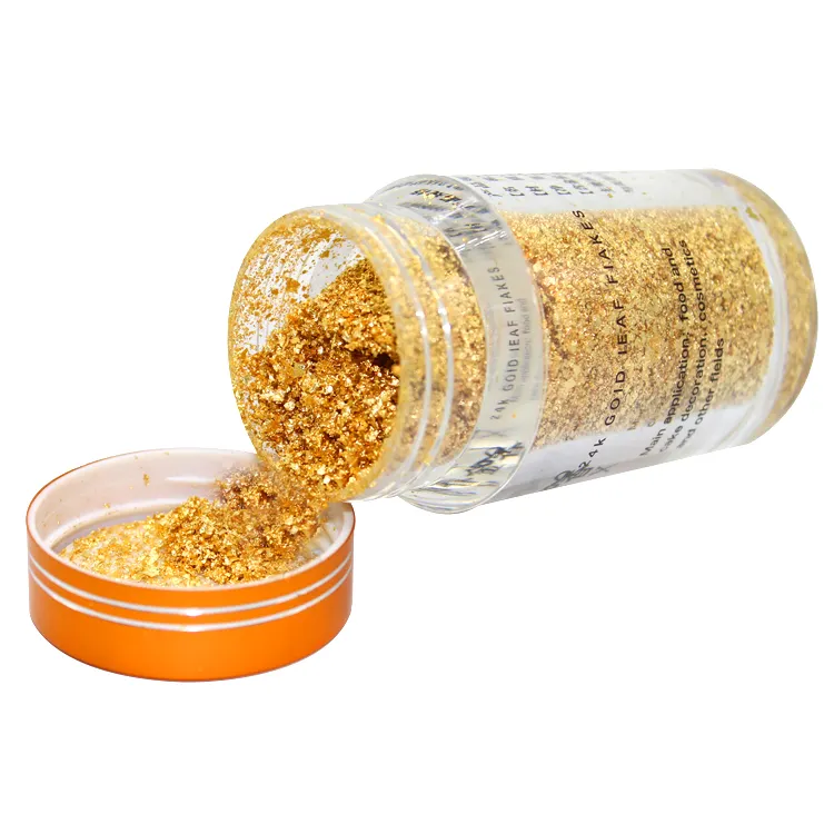 Direct selling 1g/bottle 24k pure real leaf dust for gold leaf emulsion phone cases cosmetic flakes beauty body gold foil powder