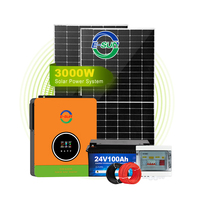 Système de stockage d'énergie solaire ESUN 3KW, 3KWH, hors réseau, hybride, kits complets pour la maison avec batterie et panneaux solaires