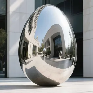 Trang Trí Ngoài Trời Vườn Trang Trí Nội Thất Khổng Lồ Đánh Bóng Gương Trứng Bức Tượng Lớn Kim Loại Nghệ Thuật Hiện Đại Hình Dạng Trứng Tùy Chỉnh Thép Không Gỉ Bức Tượng - Product Image 5